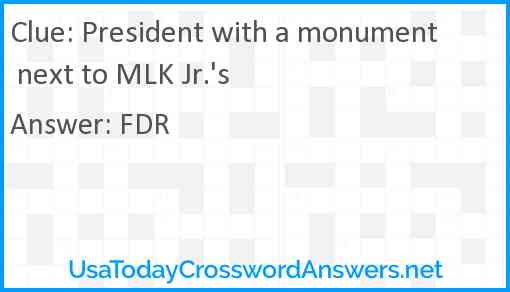 President with a monument next to MLK Jr.'s Answer