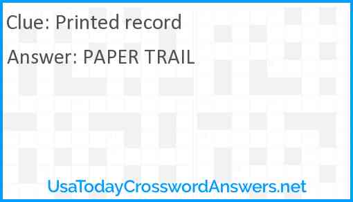Printed record Answer