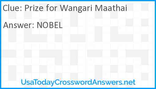 Prize for Wangari Maathai Answer