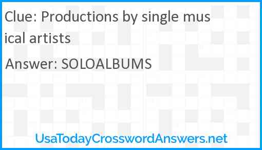 Productions by single musical artists Answer