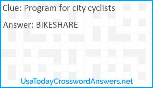 Program for city cyclists Answer