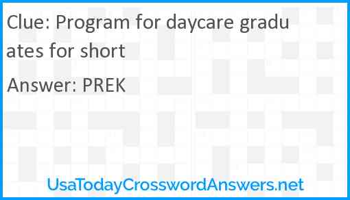 Program for daycare graduates for short Answer