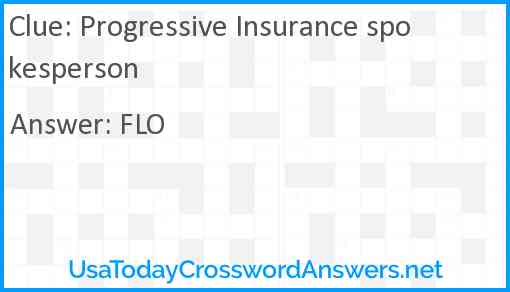 Progressive Insurance spokesperson Answer