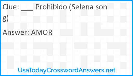 ___ Prohibido (Selena song) Answer