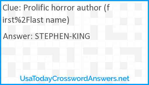 Prolific horror author (first%2Flast name) Answer