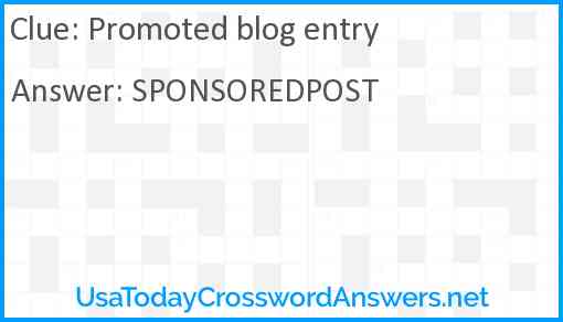 Promoted blog entry Answer