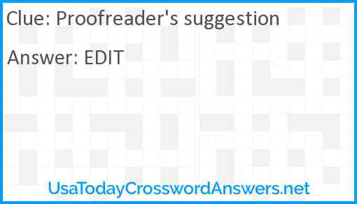 Proofreader's suggestion Answer