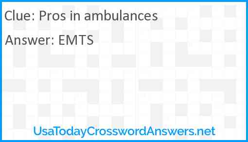 Pros in ambulances Answer