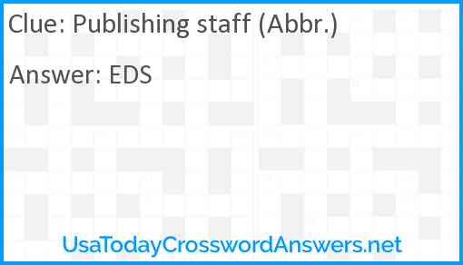 Publishing staff (Abbr.) Answer