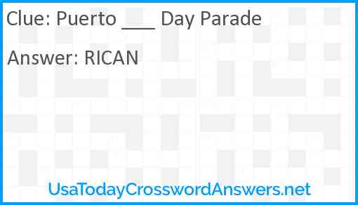 Puerto ___ Day Parade Answer