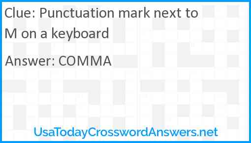 Punctuation mark next to M on a keyboard Answer