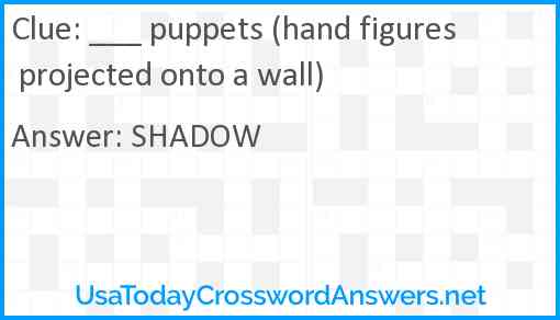 ___ puppets (hand figures projected onto a wall) Answer
