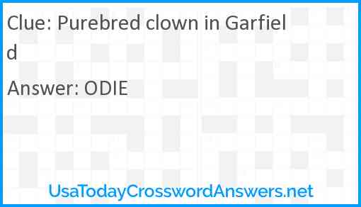 Purebred clown in Garfield Answer