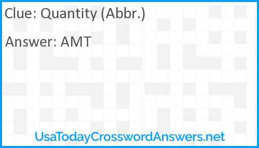 Quantity (Abbr.) Answer