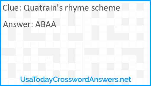 Quatrain's rhyme scheme Answer