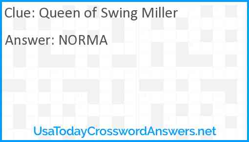 Queen of Swing Miller Answer