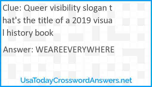 Queer visibility slogan that's the title of a 2019 visual history book Answer