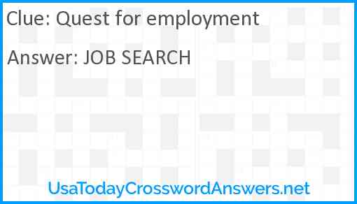 Quest for employment Answer