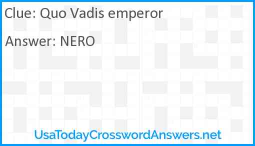Quo Vadis emperor Answer