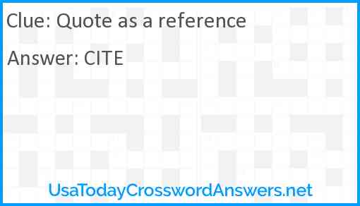 Quote as a reference Answer