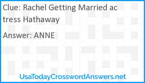 Rachel Getting Married actress Hathaway Answer