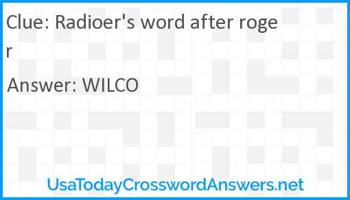 Radioer's word after roger Answer