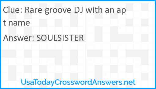 Rare groove DJ with an apt name Answer