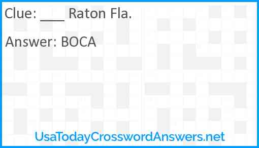 ___ Raton Fla. Answer
