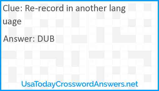 Re-record in another language Answer