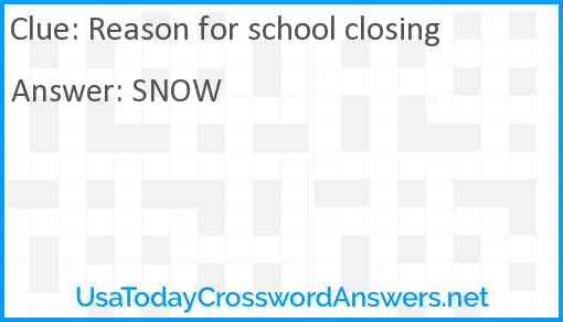 Reason for school closing Answer