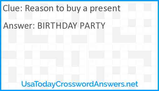 Reason to buy a present Answer