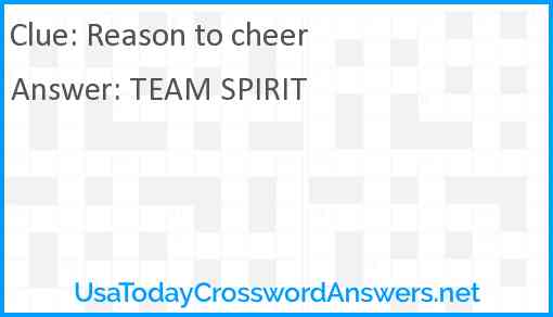 Reason to cheer Answer