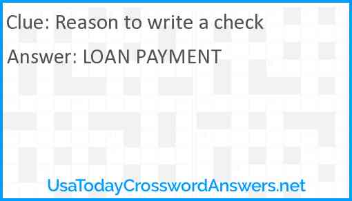 Reason to write a check Answer