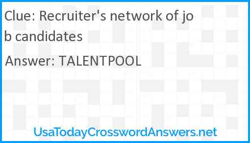 Recruiter's network of job candidates Answer