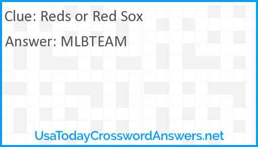 Reds or Red Sox Answer