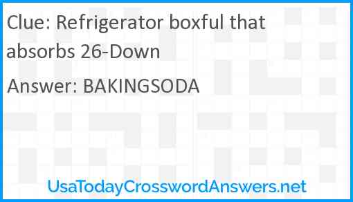 Refrigerator boxful that absorbs 26-Down Answer