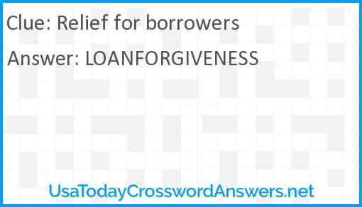 Relief for borrowers Answer