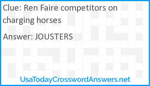 Ren Faire competitors on charging horses Answer