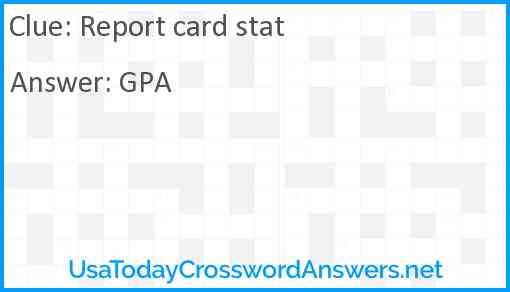 Report card stat Answer