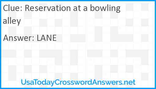Reservation at a bowling alley Answer