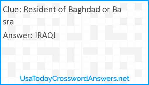 Resident of Baghdad or Basra Answer