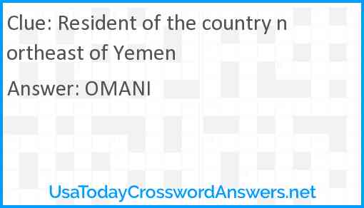 Resident of the country northeast of Yemen Answer