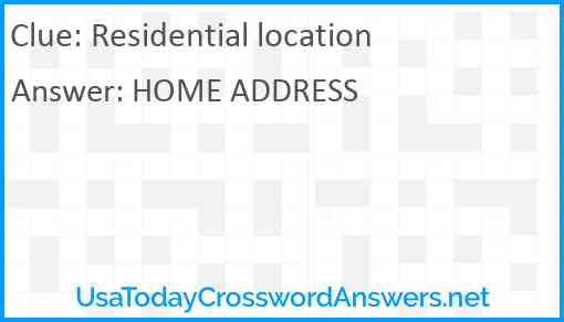 Residential location Answer