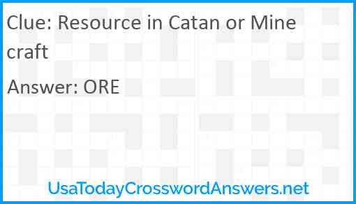 Resource in Catan or Minecraft Answer