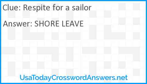 Respite for a sailor Answer