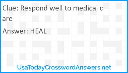 Respond well to medical care Answer