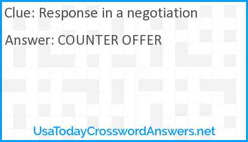 Response in a negotiation Answer