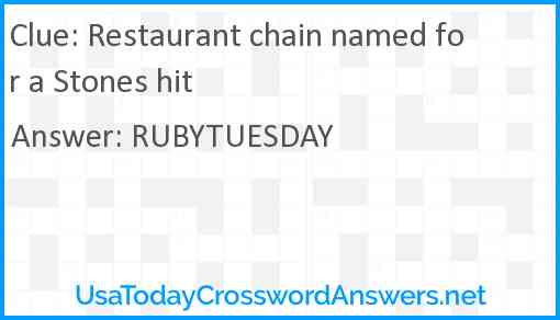Restaurant chain named for a Stones hit Answer