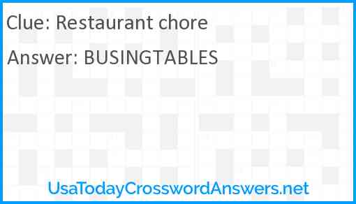 Restaurant chore Answer