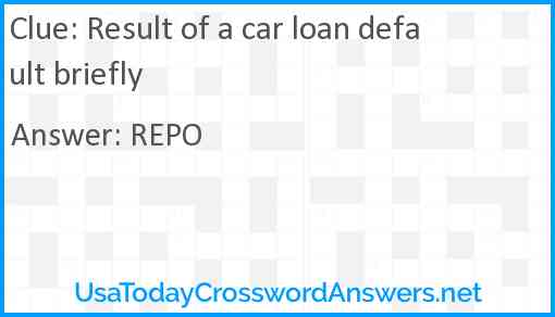 Result of a car loan default briefly Answer